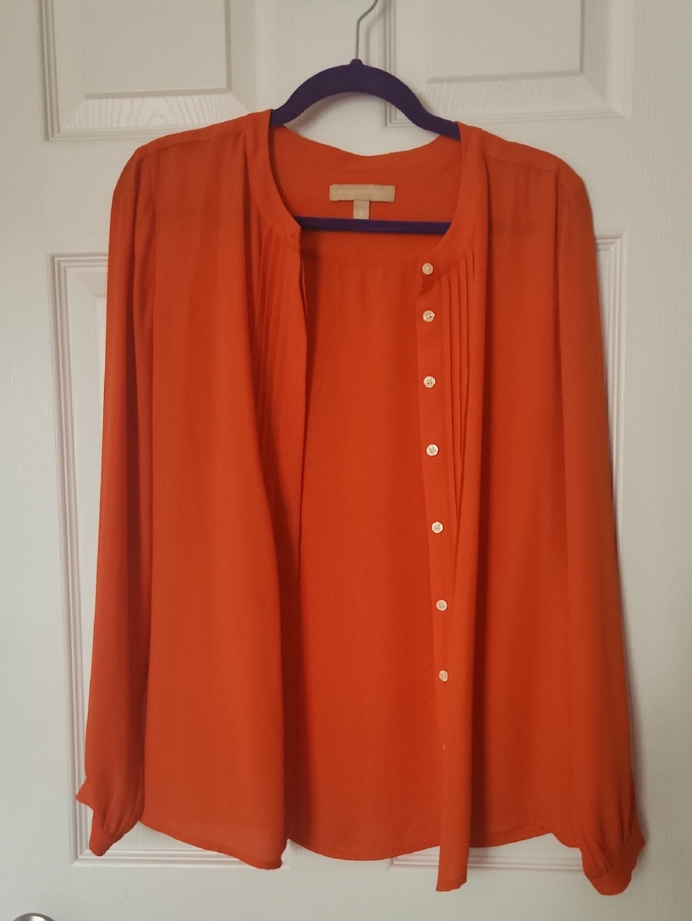 Banana Republic Orange Long-Sleeve Button Blouse